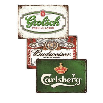 China Wholesale Retro Europe Vintage Metal Tin Signs Beer Whiskey Wall Decor Bar Man Cave Club Decoration for sale