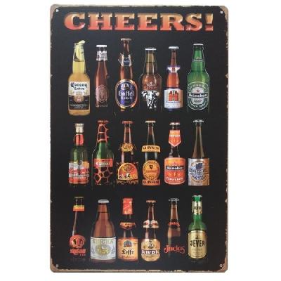 China Europe Cheers Wine Vintage Tin Poster Living Home Decor Tin Art Retro Decorative Plates Cafe Wall Bar for sale