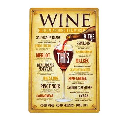 China Europe 3d Wine Etched Retro Beer Poster Wall Decor Bar Car Metal Tin Signs Home Metal Sign for sale