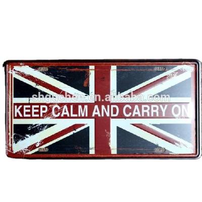 China Lunch UK Flag Car Number Home Warning Number Plate Embossed Metal Art Poster Tin Sign Bar Pub Cafe Wall Party Decorations for sale