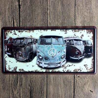 China Vintage Embossed Metal Bus Souvenir Car License Plate Metal Sign Vintage Embossed Sign Bar Cafe Restaurant Shop Home Traveling Decor for sale