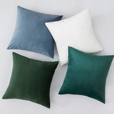 China Anti-pilling Wholesale Sofa Decorative Solid Velvet Throw Pillows 18x18 Inch Plain Velvet Cushion Cover Luxury Blue White Blue Cushion Cover for sale