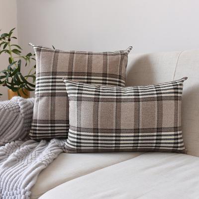 China Home Decorative Sofa Anti-pilling Check Plaid Cushion Cover 18x18 12x20 Decorative Throw Pillow Covers Case Neutral Firm for sale