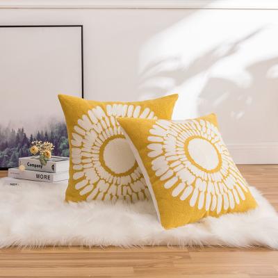 China Customized Sofa Throw Pillow Case Mandala Yellow Ethnic Anti-pilling Cotton Embroidered Sofa Home Decor 18x18 Inch Cushion Cover for sale