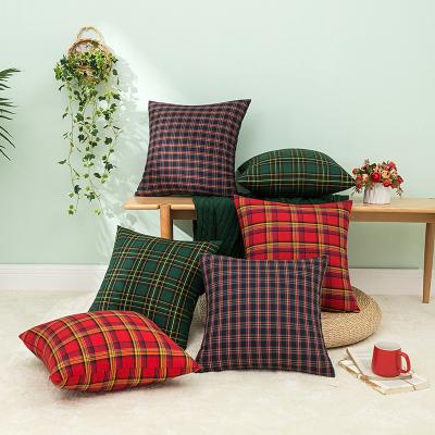 China Wholesale Christmas Anti-pilling Red and Blue Buffalo Check Plaid Tile Covers Decorative Pillow Case Cushion Covers 18x18 12x20inch for sale