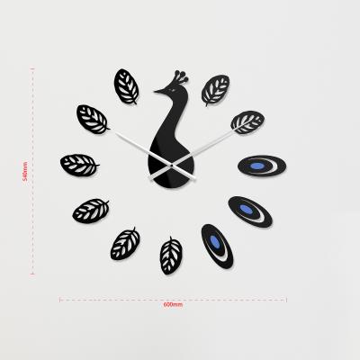 China Peacock Casual Wall Clock for Home Decoration Sticker Clocks for sale