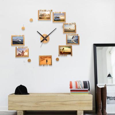 China Unique Creative EVA Living Room Decorative 3D Wall Clocks Sticker Photo Frame Design Moden Large With Battery Operated for sale