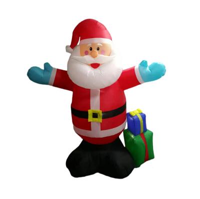 China PVC Coated Large High Quality Giant Inflatable 2.4M Nylon Stock Santa Claus + Outdoor Gift Package Decorations for sale