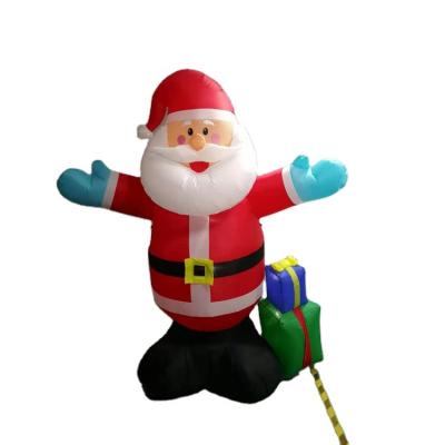 China PVC Coated Nylon Stable Quality 2.4M Inflatable Santa Claus + Gift Package Decor Party Decoration Inflatable Light for sale