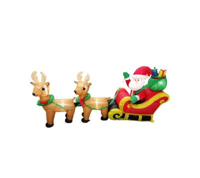 China PVC Coated High Quality Nylon Inflatable Santa Elk Pulling Sleigh Decor Inflatable Stage Decoration for sale