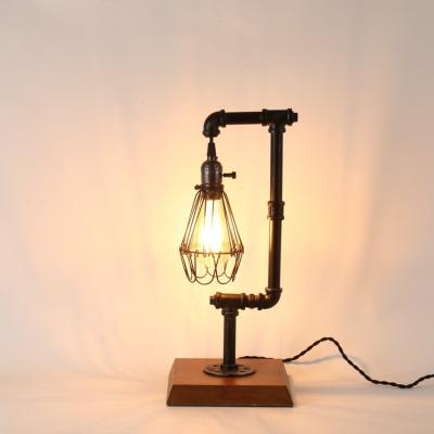 China 2022 Industrial Professionals New Industrial Cage Lighting Table Lamp Art Decor Steampunk Lighting Iron With Edison E27 Bulb for sale