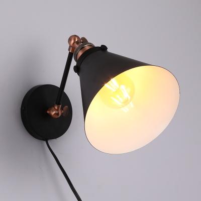 China Adjustable Modern Nordic Style Antique Screw With LED Bulbs Black Shade Indoor Wall Lamps For Aisle Bedroom Wall Sconce for sale