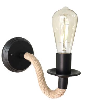 China Modern Vintage Wall Lamp with Hemp Rope Covered Design Decorative Industrial Loft Led Wall Sconce for Outdoor Yard Porch Light for sale