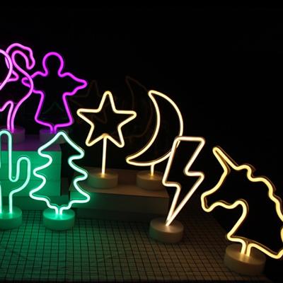 China Residential Home Flamingo/Lightning/Christmas Tree Table Bedroom Neon Led Light For INS Bedside Night Decoration for sale