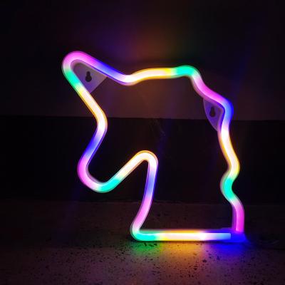 China Residential factory glow unicorn regular quality material neon led light for bar club restaurant decor hanging wall lamp for sale