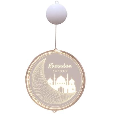 China Bedroom Star Led Battery Window Ramadan Tree Moon Decorations Acrylic Indoor Hanging Lights for sale