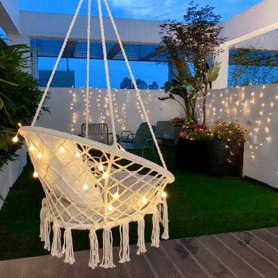 China Modern Nordic Style Cotton Swing Rope Woven Basket Swing Ultralight Portable Hanging Around Fold Indoor Outdoor Camping Hammock for sale