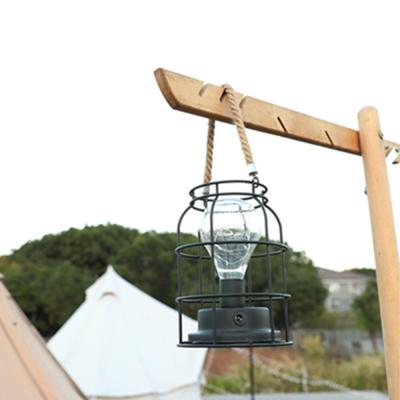 China Morden Light Portable Antique Wood BBQ Fishing Garden Camping Picnic Lamp Lantern Holder Night Light Stand Rustic for sale