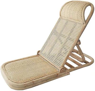 China Modern Outdoor Natural Handwoven Recliner Sofa Rattan Folding Beach Chair for sale