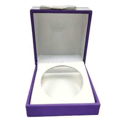 China Handmade Professional Wholesale Custom Jewelry Medal Purple Leather Gift Box for sale