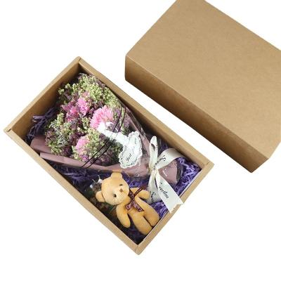 China New Design Handmade Small Kraft Paper Flower Custom Foldable Gift Box For Love for sale