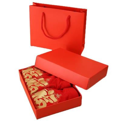 China Design Handmade Paper Underwear , Knock Out Packaging Box For Mens Hair Products Free Sample New Red Not Accept Carton Customized Embossing for sale