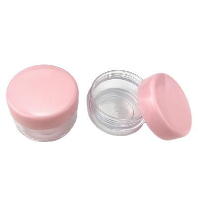 China 5g 10g 15g Small Face Cream Mini Jar Containers With Pink Cosmetic Clear Lid for sale