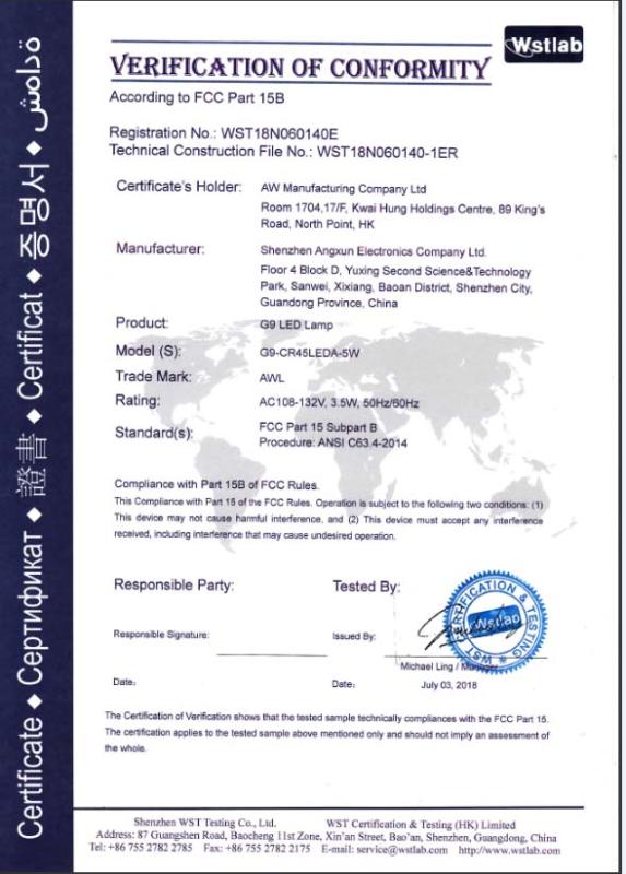 FCC - AW LIGHTING LIMITED