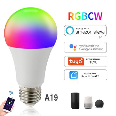 China Living Room Tuya A19 9W Color Changing Compatible With Alexa And Google Home Assistant WiFi Smart Bulb Led RGB LED Smart Bulb for sale