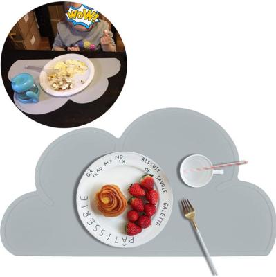 China 456 New Design Cloud Kids Platemat Place Durable Waterproof Non Slip Mat Reusable Silicone Table Mat for sale