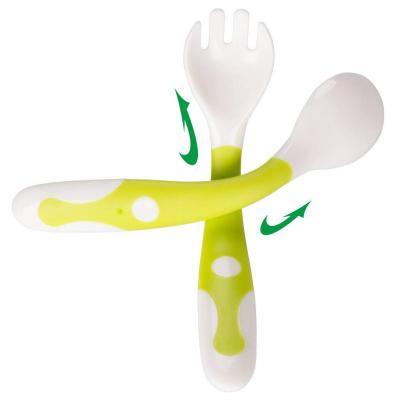 China Perfect BPA Free BLX Self Feeding Learning Food Grade Bendable Heat Resistant Material BPA Free Baby Utensils Spoon Fork Set For Infant for sale