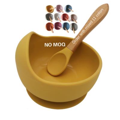 China Low Moq Suction 456 Child Suction Silicone Baby Bowl And Spoon Set With Custom Logo for sale