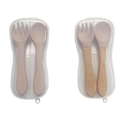 China 456 BPA Free Baby Cutlery Set Silicone Spoon And Fork Set For Kids for sale