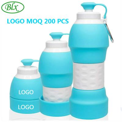 China 580ml 20oz Travel Outdoor Sport Viable Leak Proof Eco-friendly Portable Silicone Free Reusable Folding Water Bottle Collapsible Cup for sale