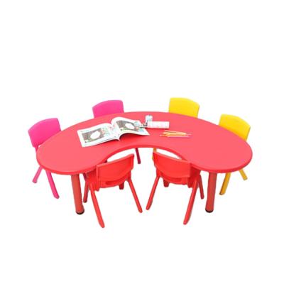 China KRXIN red color half moon shape modern indoor kids plastic table with chairs for sale for sale