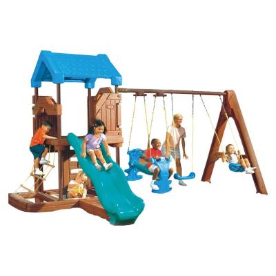 China 425*218*235cm Outdoor Playground Small Size Plastic Outdoor Playground Kids Playgames With Slide And Swing Kids Outdoor Playgame for sale