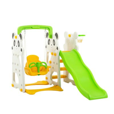 China Panda Indoor or Outdoor Style Heavy Slide and Swing with Basketball Frame Set for Kids Play for sale