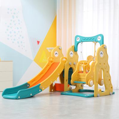 China Commercial Wholesale High Quality Indoor Baby Amusement Park Slide And Swing Kids Plastic Animal Slides Toddler Indoor For Kids Playground And Set swing game for sale