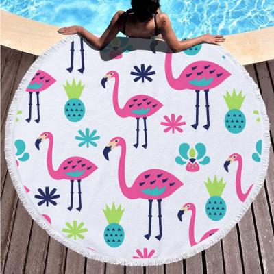 China Egyptian Compressed Round Beach Design Fish Eiffel Tower Swan Flamingo Souvenir Beach Towel Blanket for sale