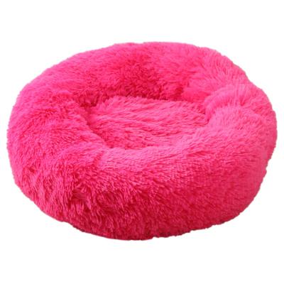 China 2021 Waterproof Luxury Round Donut Plush Fluffy Pet Products Dog Cat Bed for sale