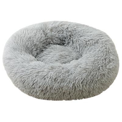 China Comfortable Sleeping Fur Donut Cuddler Dog Bed Kitty Teddy Kennel Cat Cushion Bed Breathable Comfortable Pet Beds for sale