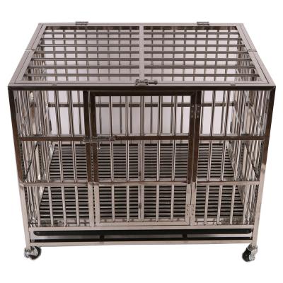 China Extra Large Breathable Heavy Duty Collapsible Folding Stainless Steel Dog Crate Foldable Kennel Crate XL XXL XXXL With Tray 171001119 Series for sale