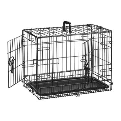 China Breathable Portable Foldable Double Door Metal Wire Dog Crate Kennel With Tray 6 Sizes S To XXXL 18