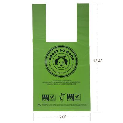 China Sustainable Compostable Dog Poop Doggie Poop Waste Poo Bags With Tie Handles Custom Printed OK EN13432 COMPOST Certificated for sale