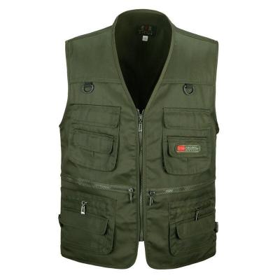 China Army Green Work Utility Vest Customized 8 Pockets Plus Size Men's Vests 100% Cotton for sale