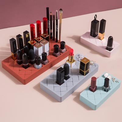 China Viable Hot Selling Store Lipstick Display Case Silicone Lipstick Cosmetic Eyeshadow Brush Holder Organizer for sale