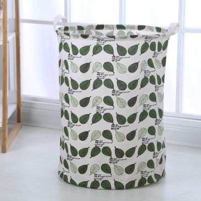 China Contemporary Round Waterproof Foldable Canvas Laundry Hamper Cotton Cloth Tissue Storage Box Organizer for sale