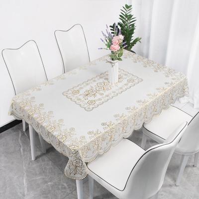 China Wholesale Waterproof Round Table Lace Decoration Golden Table Cover Tablecloth Luxury Beautiful Rectangle for sale