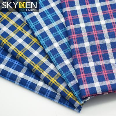 China Antistatic High Quality Classic Yarn Dyed 100% Cotton Indigo Check Shirt Fabric for sale