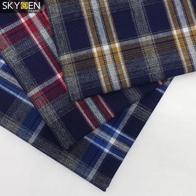 China Skygen Indigo Blue Anti Static Yarn Dyed Plaid Cotton Large Design Multi Check Gingham Fabric for sale